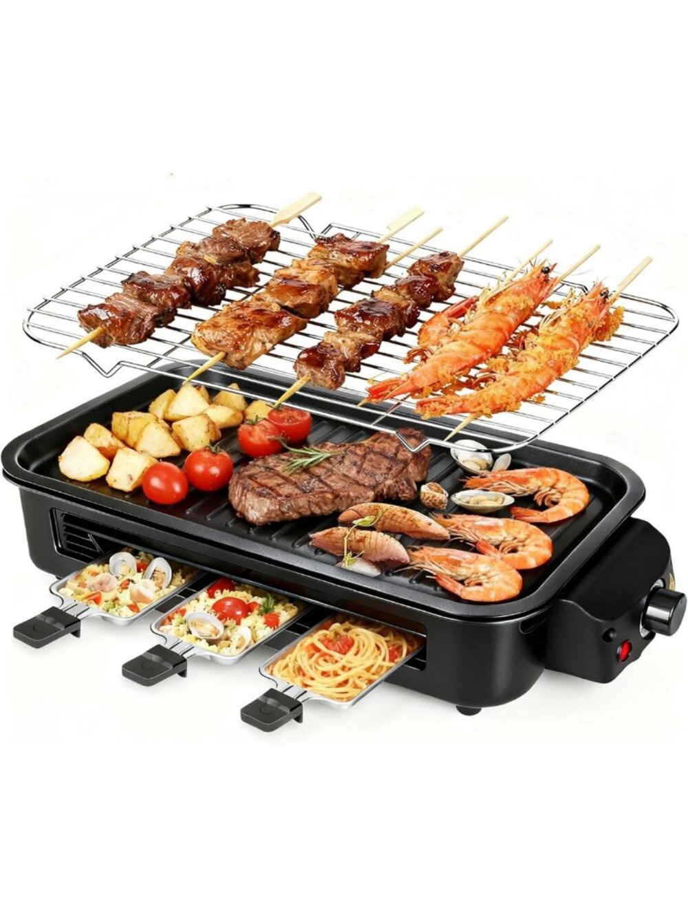 1700W Electric Indoor Smokeless Grill & Griddle Pan - Versatile Kitchen Cooking